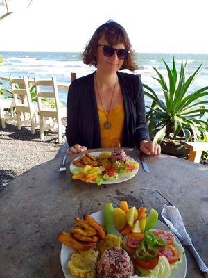 Another happy vegan! at Comedor Julias in Ometepe
