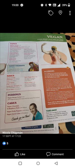 Menu at Lounges - Tiempo Lounge in Sutton