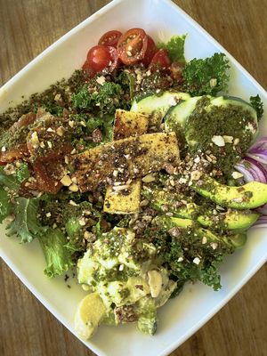Salad bowl with pesto- yum  at Karma in Jaco