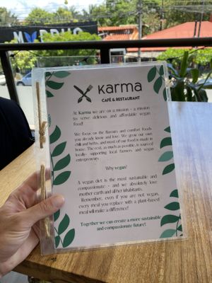 Menu  at Karma in Jaco