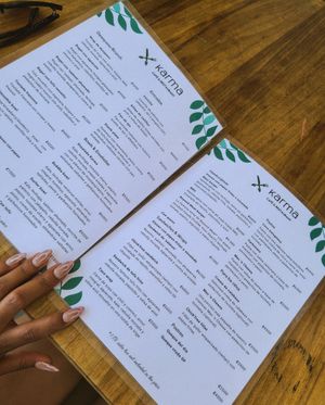 Menu at Karma in Jaco