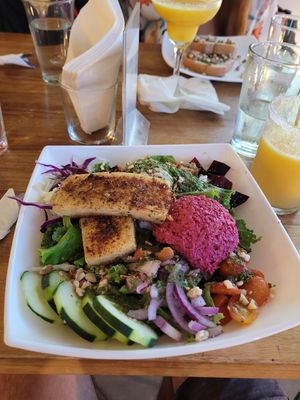 Buddha bowl with extra tofu at Karma in Jaco