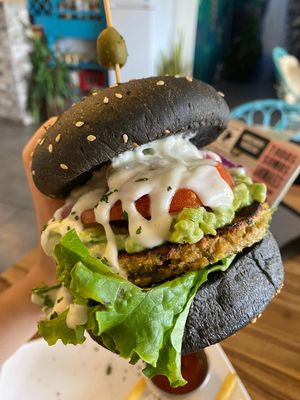 Mexican burger  at Karma in Jaco