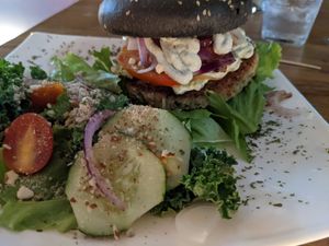 Chickpea burger at Karma in Jaco