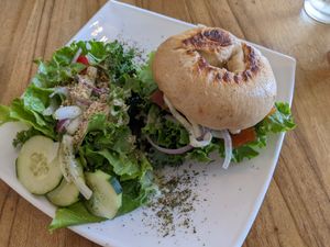 Salmon bagel at Karma in Jaco