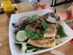 Buddha bowl with tofu added at Karma in Jaco