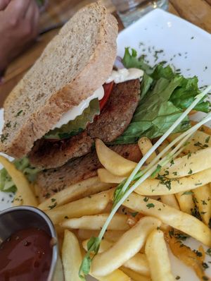 Chicken sandwich at Karma in Jaco