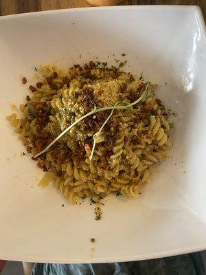 Pasta hongos y coco gluten free  at Karma in Jaco