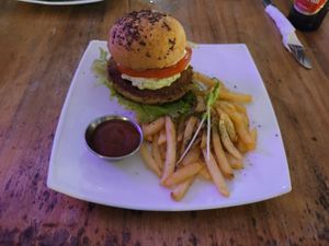 Chickpea Burger at Karma in Jaco