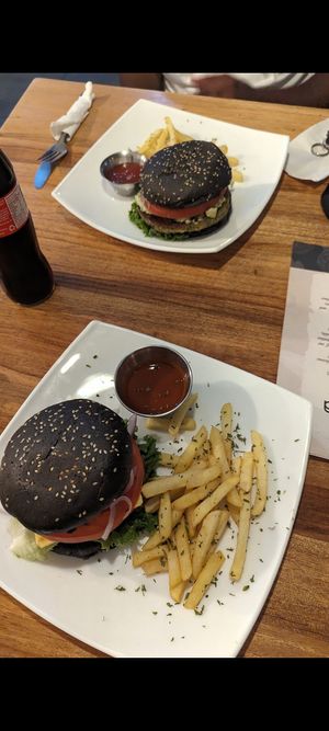 Beyond burger with fries 🤤 at Karma in Jaco