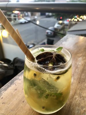 Tropical mojito (piña, maracuyá, y menta)  at Karma in Jaco