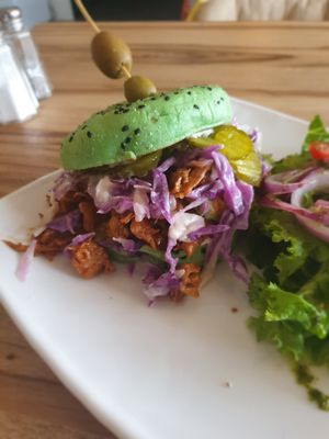 Pulled Soy Pork Burger at Karma in Jaco