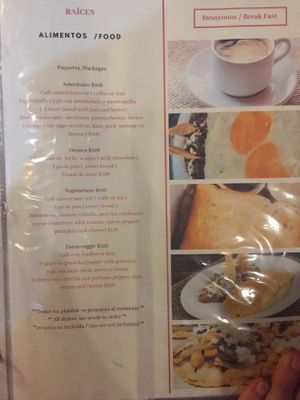 Menu at Raices in Oaxaca