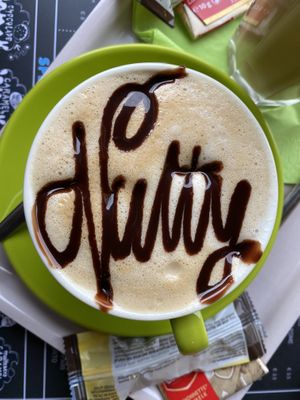 Nutty, the best coffee I ever had at Buddy Buddy in Brussels