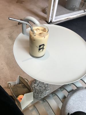 Iced latte with oatly   at Buddy Buddy in Brussels