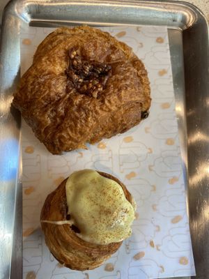 Pain au chocolate (top), cinnamon bun (bottom)  at Buddy Buddy in Brussels