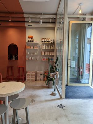 Merchandise corner at Buddy Buddy in Brussels