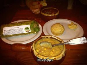 corn chowder, tuna wrap.  at Back To Eden Bakery in Portland