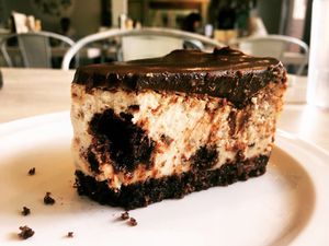 Chocolate cheesecake!!!!! at Back To Eden Bakery in Portland