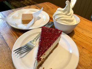 Cheesecake, fudge and ice cream at Back To Eden Bakery in Portland