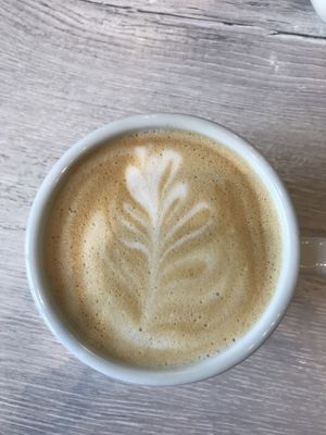 Oat milk vanilla latte at Back To Eden Bakery in Portland