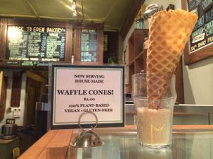 waffle cones! at Back To Eden Bakery in Portland