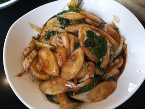 Vegan rice cake dish at Din Tai Fung - Pine St in Seattle