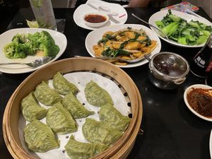 Sautéed broccoli with garlic, vegan Shanghai rice cakes sautéed bok choy   at Din Tai Fung - Pine St in Seattle
