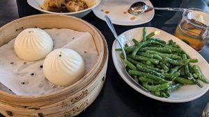 Vegan bao buns, green beans and an old fashioned at Din Tai Fung in Tukwila