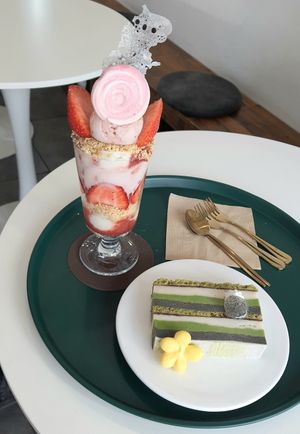 parfait and ice cream cake at AcheMi in Seoul