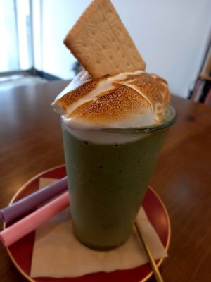 Mugwort milkshake with roasted marshmallow fluff at AcheMi in Seoul