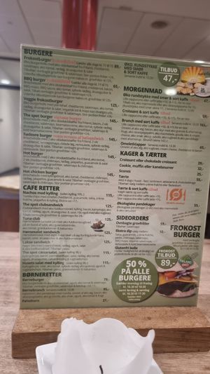 Menu at The Spot Cafe in Roedovre