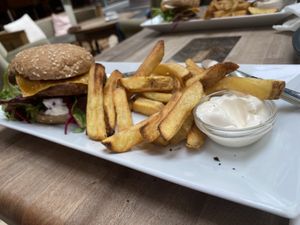 Vegan lunch menu. The exact same as the meat one but way more expensive.  at The Spot Cafe in Roedovre