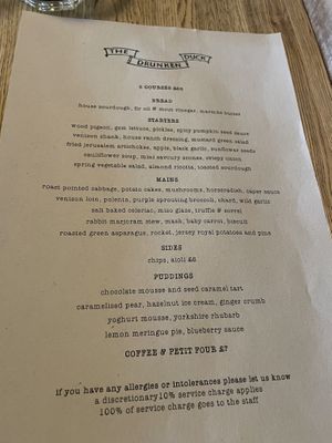 Dinner menu  at The Drunken Duck Inn in Ambleside