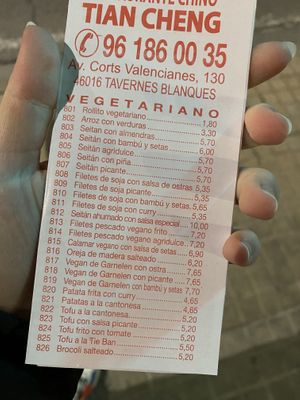 LOS PRECIOS NO ESTÁN ACTUALIZADOS (han subido un poco)  at Tian Cheng in Tavernes Blanques