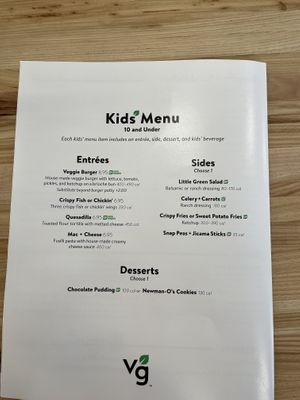 2021 kids menu at Veggie Grill by Next Level - W 23rd in New York City