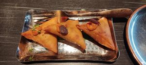 Vegetable samosas. at Dhaba@49 in West London