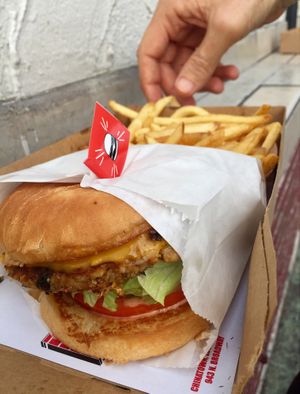 Vegan double cheeseburger combo at Burgerlords - Highland Park in Los Angeles