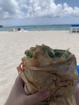 On the beach   at La Sandwicherie in Miami Beach