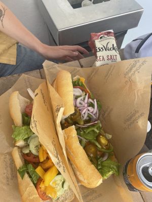 Vegan tropical sandwich and vegan cheese sandwich   at La Sandwicherie in Miami Beach