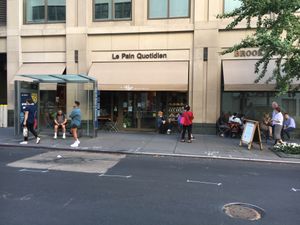 Front entrance and outdoor seating. at Le Pain Quotidien - Lincoln Plaza in New York City