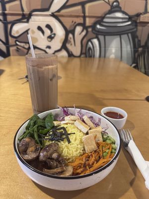  Bibimbap brekky bowl (add tofu)  at Caffeine Kings in Miami