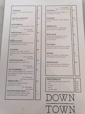 Food menu at Down Town  in Nijmegen