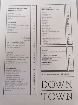 Drinks menu at Down Town  in Nijmegen