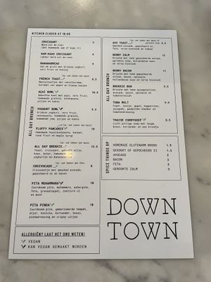 Menu   at Down Town  in Nijmegen