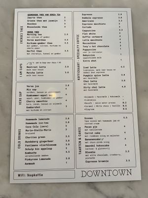 Menu  at Down Town  in Nijmegen