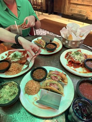 Tacos & enchiladas, with the salsa guac and chips   at Universal Studios - Antojitos Authentic Mexican Food in Orlando