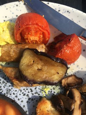 ‘Aubergine bacon’ as served. Wet, bland.  at Whins Kitchen in Wheelton