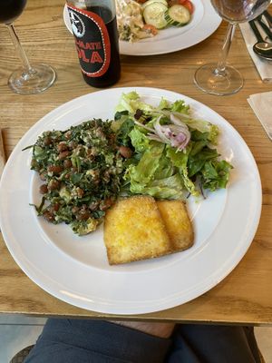 Tofu, salad, and some kind of bean salad at DaTerra - Parque das Nações in Lisbon