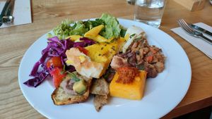 A plate of good food from the vegan buffet. at DaTerra - Parque das Nações in Lisbon